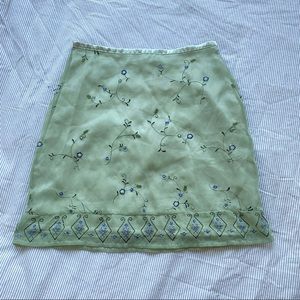 (SOLD) darling sage green floral embroidered mini skirt